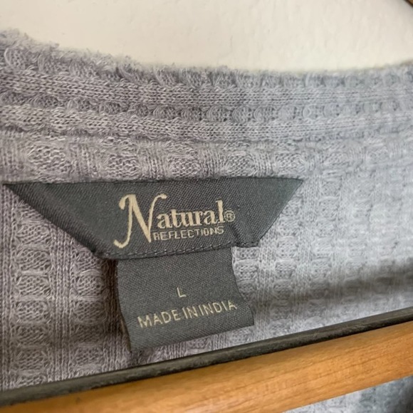 Natural Reflections Long Sleeve Button Up Long Sleeve Waffle Knit Top - Picture 6 of 10